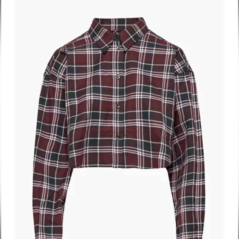 Poppy Plaid Cropped Button-Up Shirt